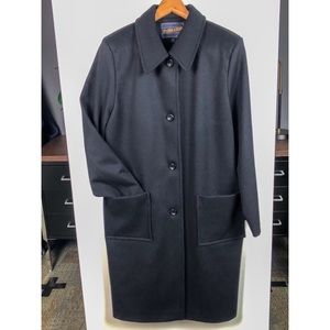 Pendleton Long Wool Coat - Black - Size 14